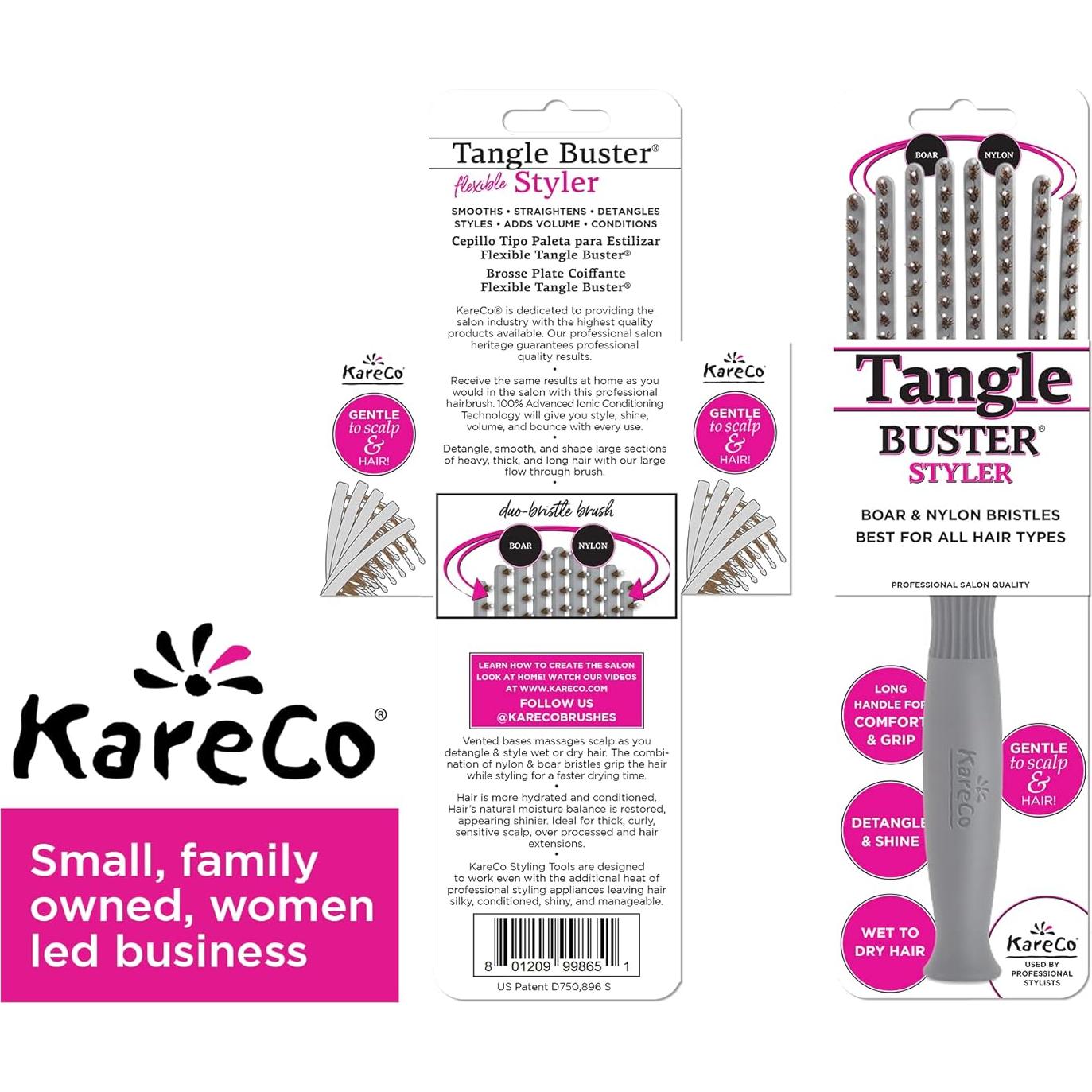 Cepillo Paddle Flexible KareCo Tangle Buster 25.9cm Gris