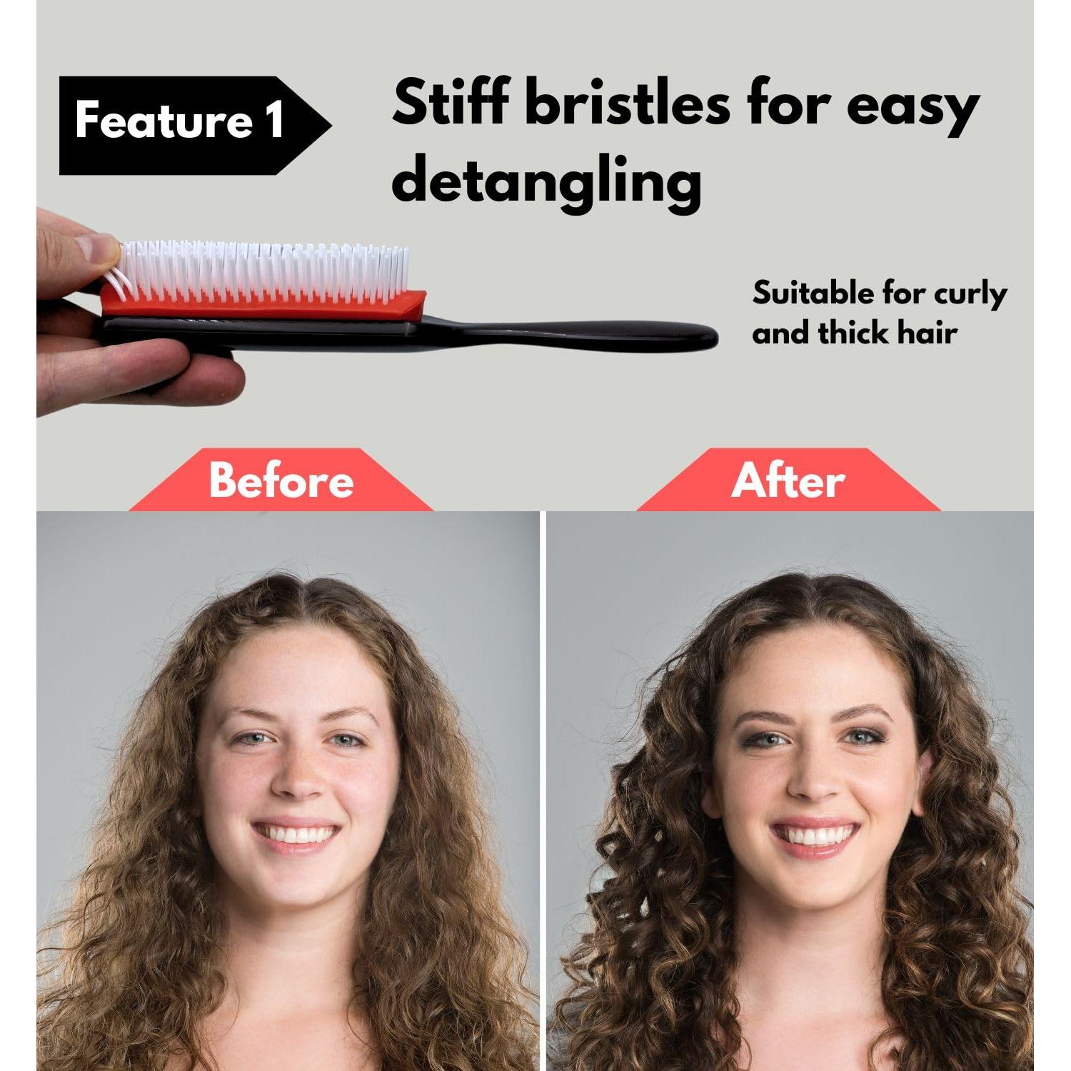 Cepillo Desenredante MDSTYLE para Cabello Rizado y Grueso - Negro