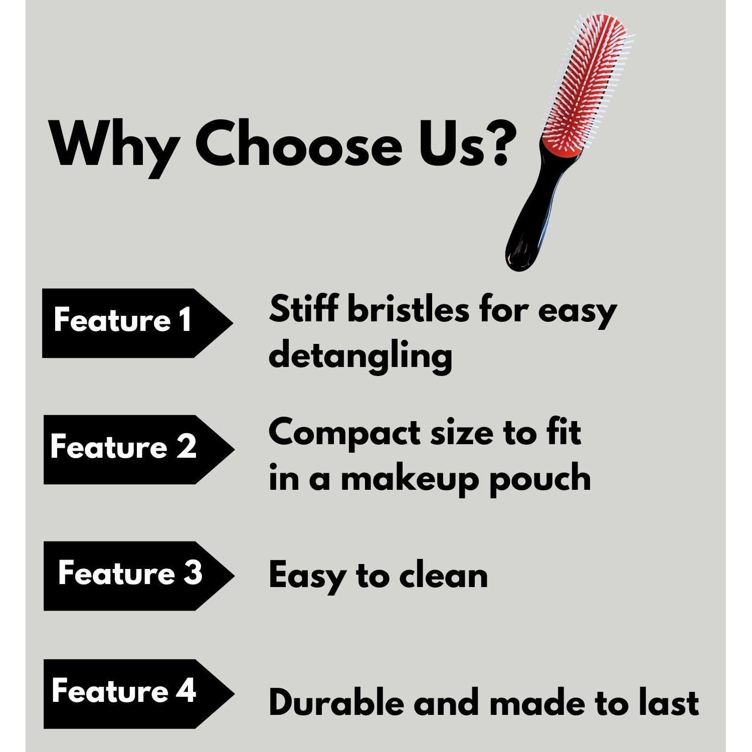 Cepillo Desenredante MDSTYLE para Cabello Rizado y Grueso - Negro