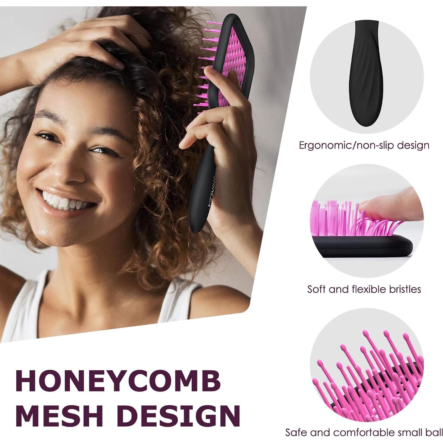 Cepillo Desenredante Ventilado SHINLEA para Cabello Rizado 24.9cm