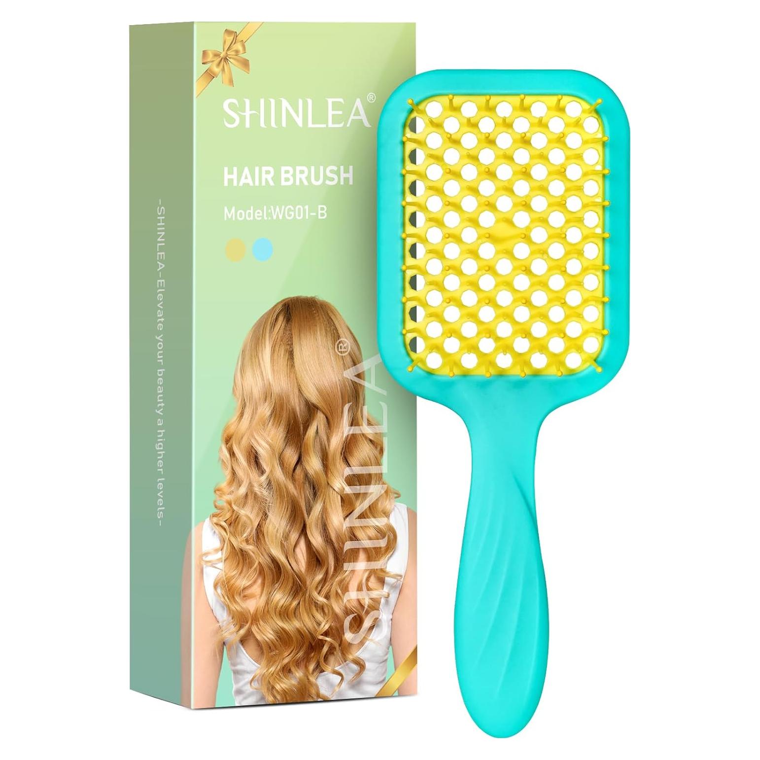 Cepillo Desenredante para Cabello Rizado SHINLEA Amarillo Azul