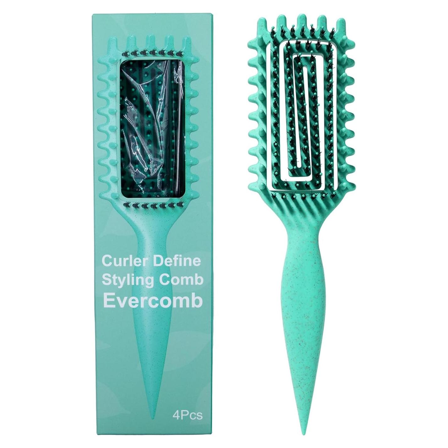 Cepillo Definidor de Rizos Evercomb Verde - Desenredante y Estilizador