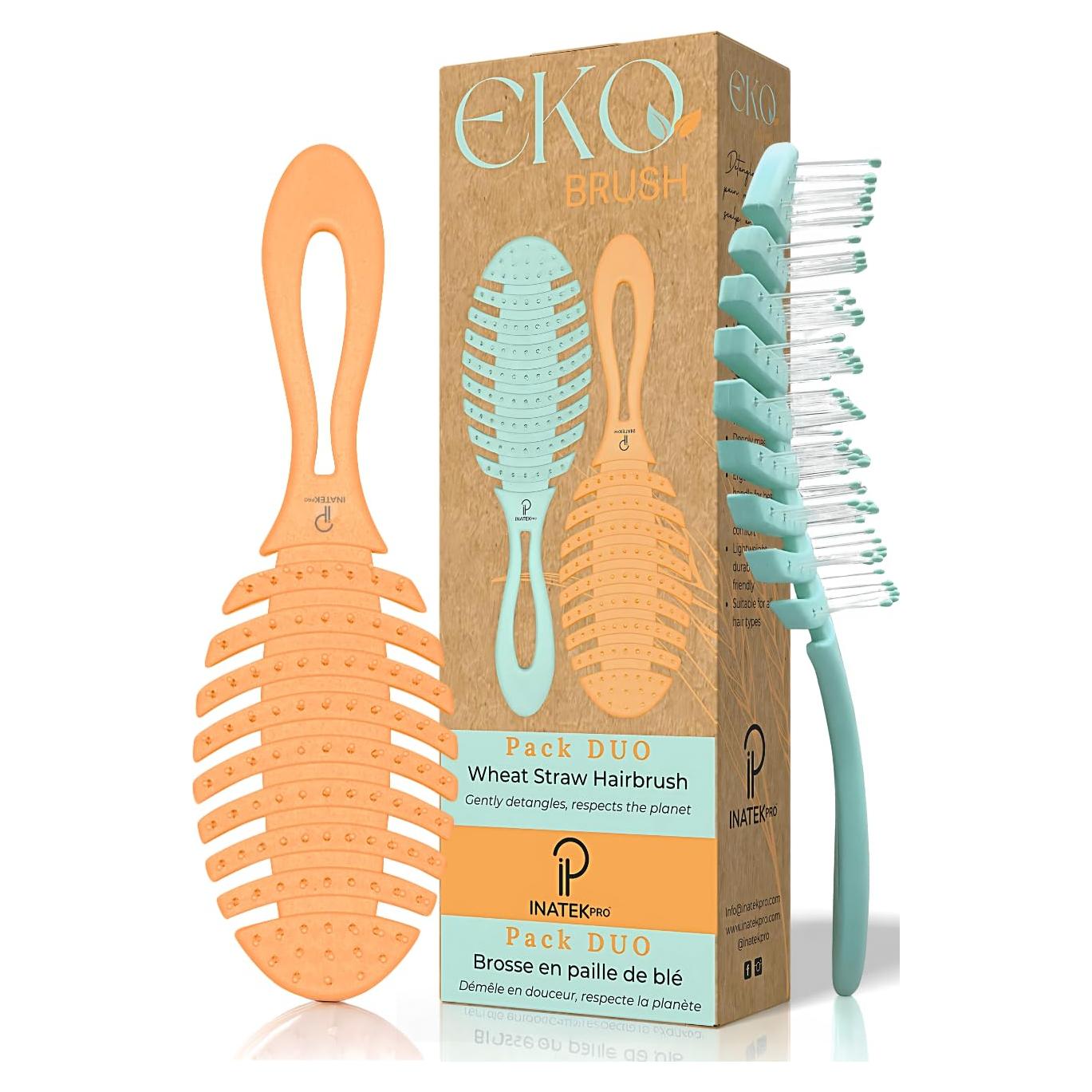Set de 2 Cepillos Desenredantes Ecológicos Inatekpro - Cerdas Suaves