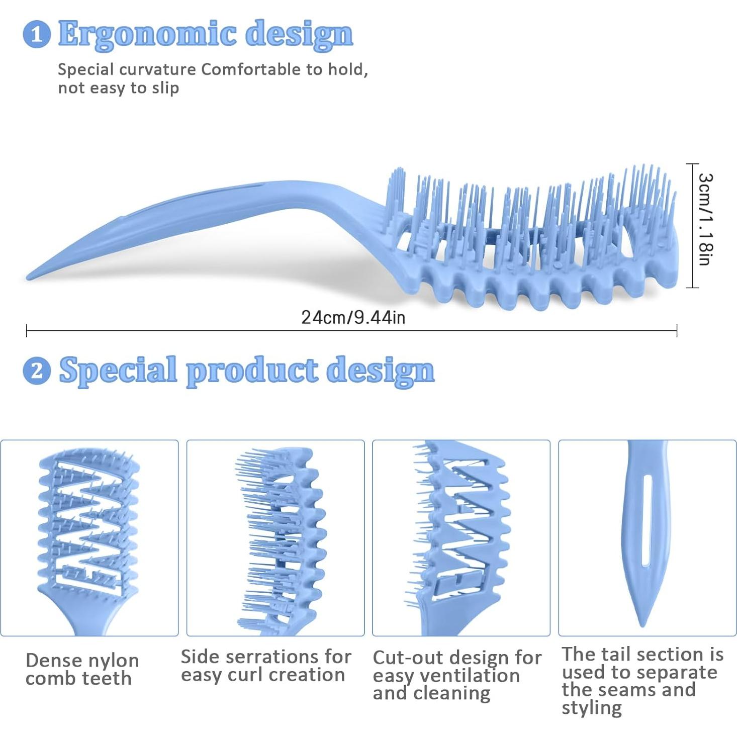 Cepillo Ventilado START MAKERS para Cabello Rizado y Liso Azul