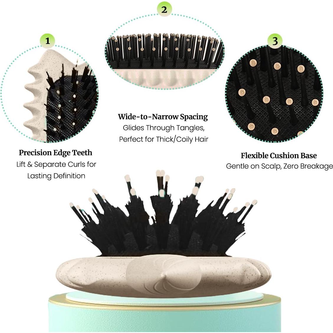 Cepillo Definidor de Rizos Kazunark con Cerda de Jabalí Beige