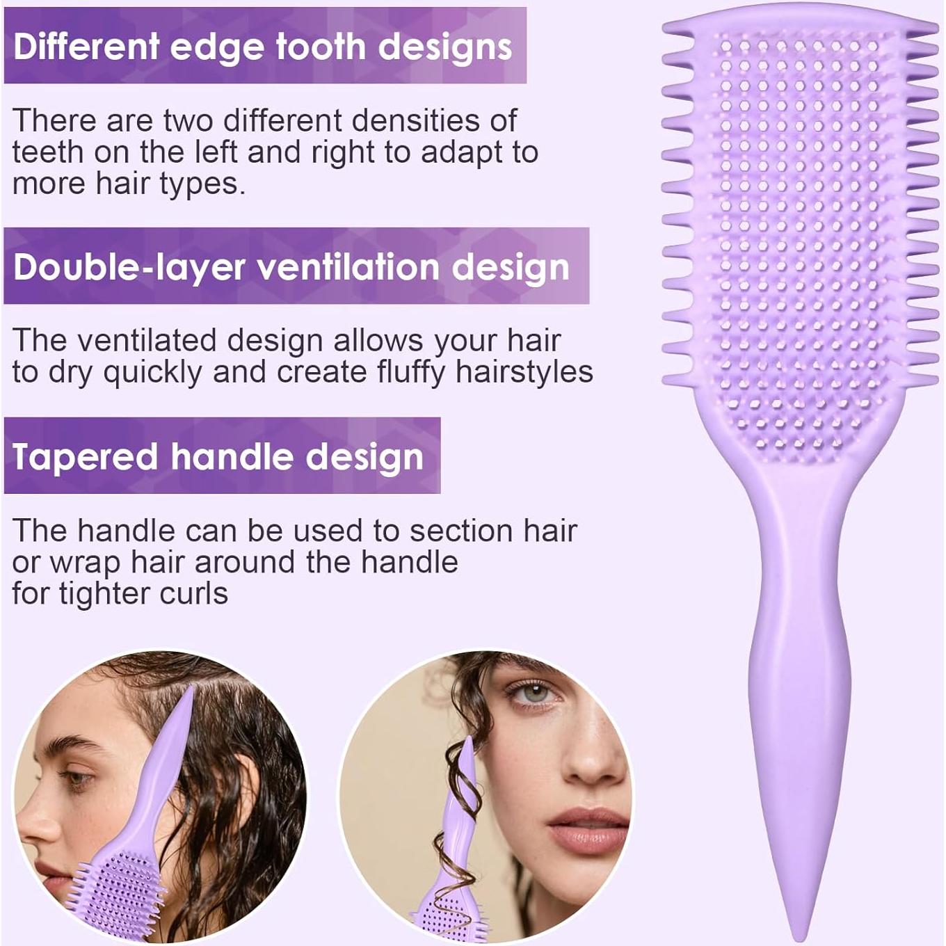 Cepillo Definidor y Desenredante QUWHE para Cabello Rizado