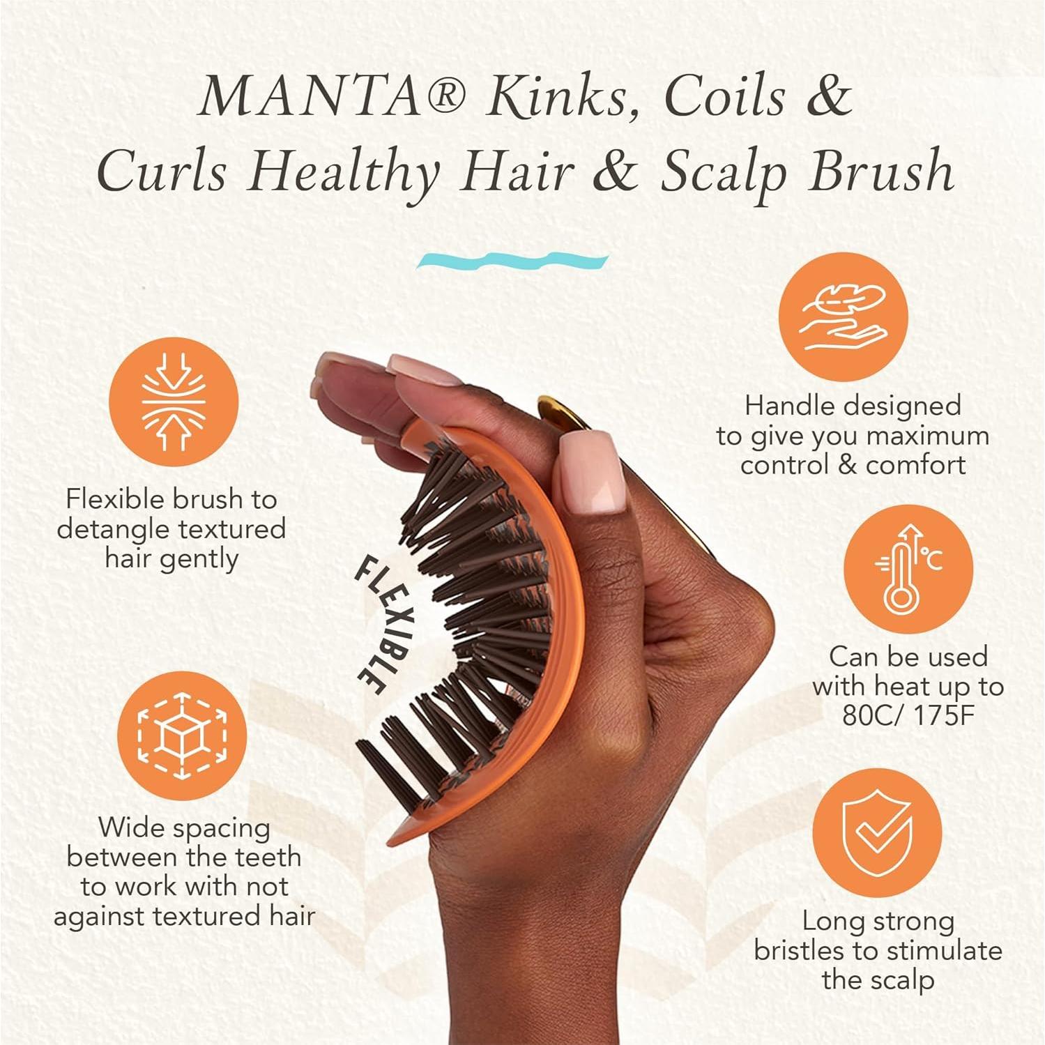 Cepillo Desenredante Manta Curls para Cabello Rizado Naranja