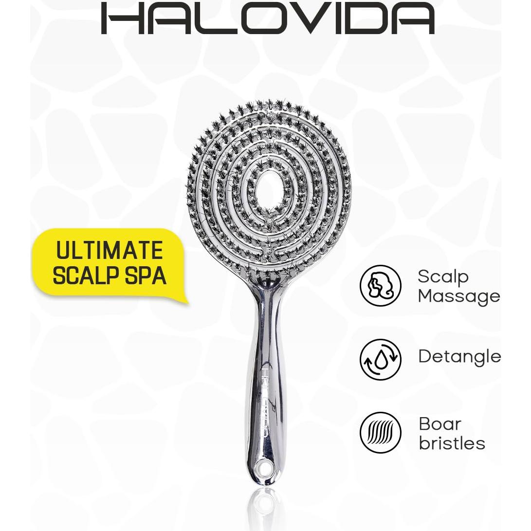 Cepillo Desenredador HALOVIDA con Cerdas de Jabalí y Nylon