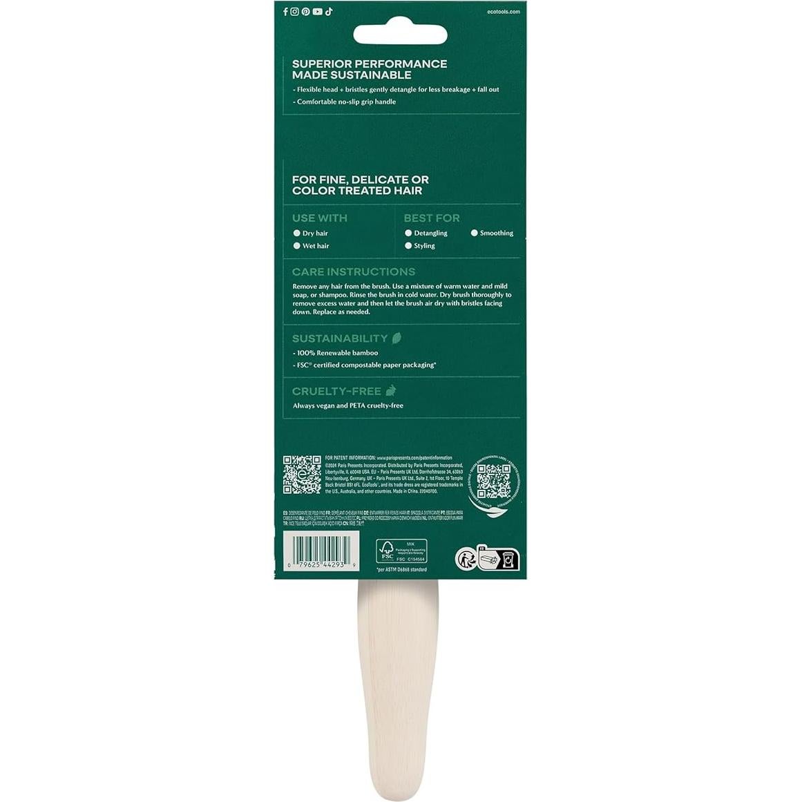 Desenredador de Cabello Fino EcoTools - Cepillo Suavizante Vegano