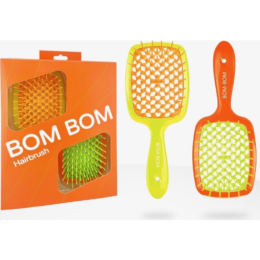 Kit de 2 Cepillos Desenredantes BOM BOM para Cabello Húmedo y Seco