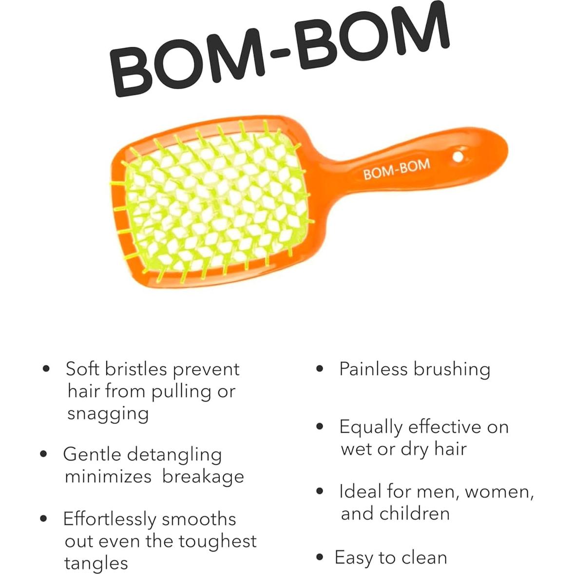 Kit de 2 Cepillos Desenredantes BOM BOM para Cabello Húmedo y Seco