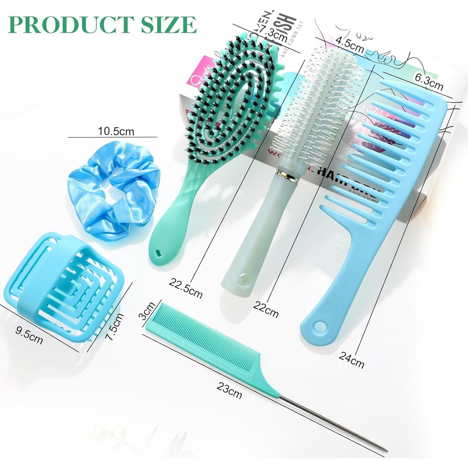 Set de Cepillos para Cabello 6Pcs START MAKERS Azul