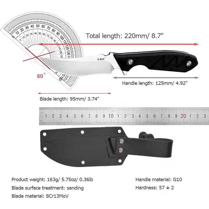 Cuchillo Sanrenmu SRM-S755 EDC 95mm Hoja Fija G10 Negro