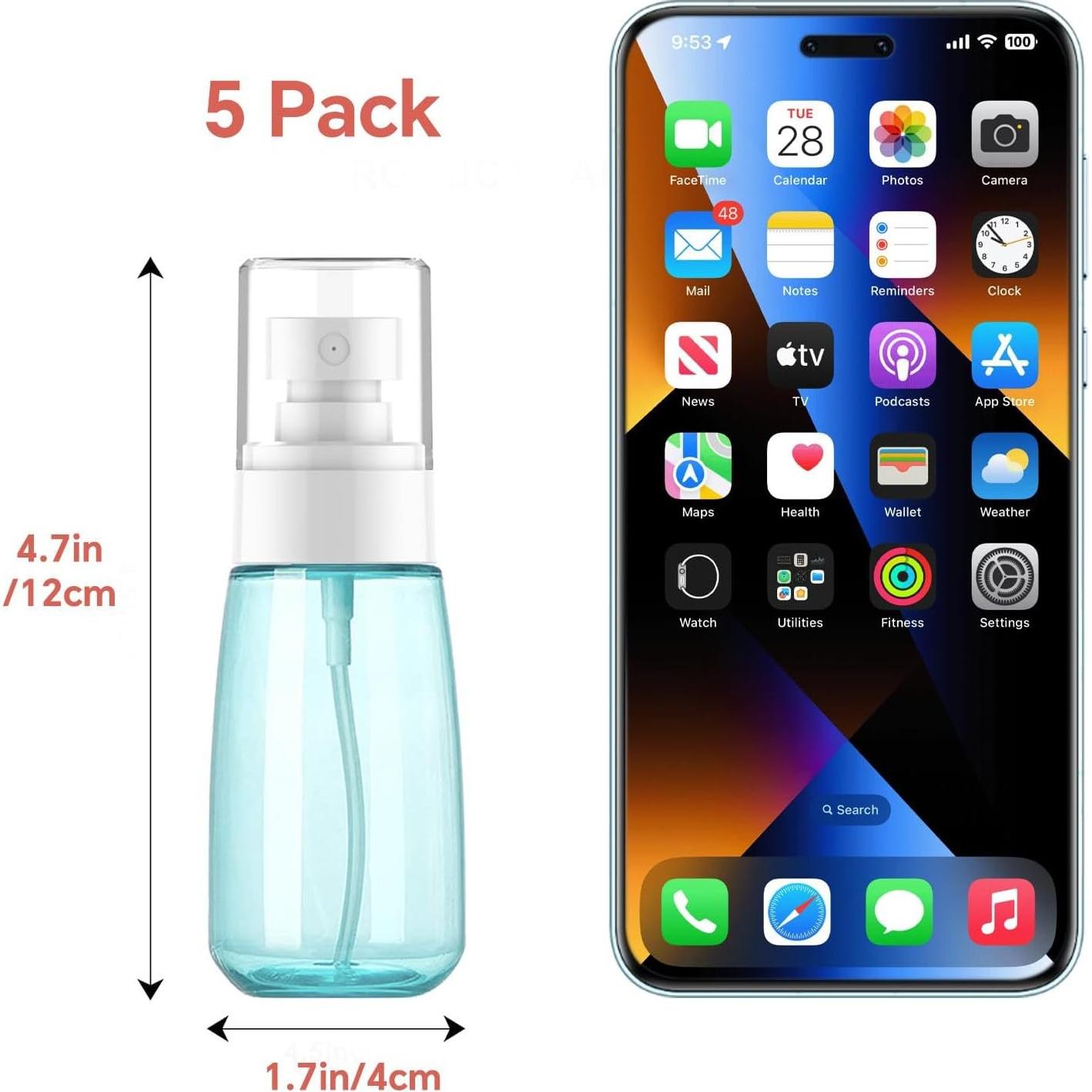 Botellas de Spray de Viaje Cracrab 60ml Aprobadas por TSA - Paquete de 5