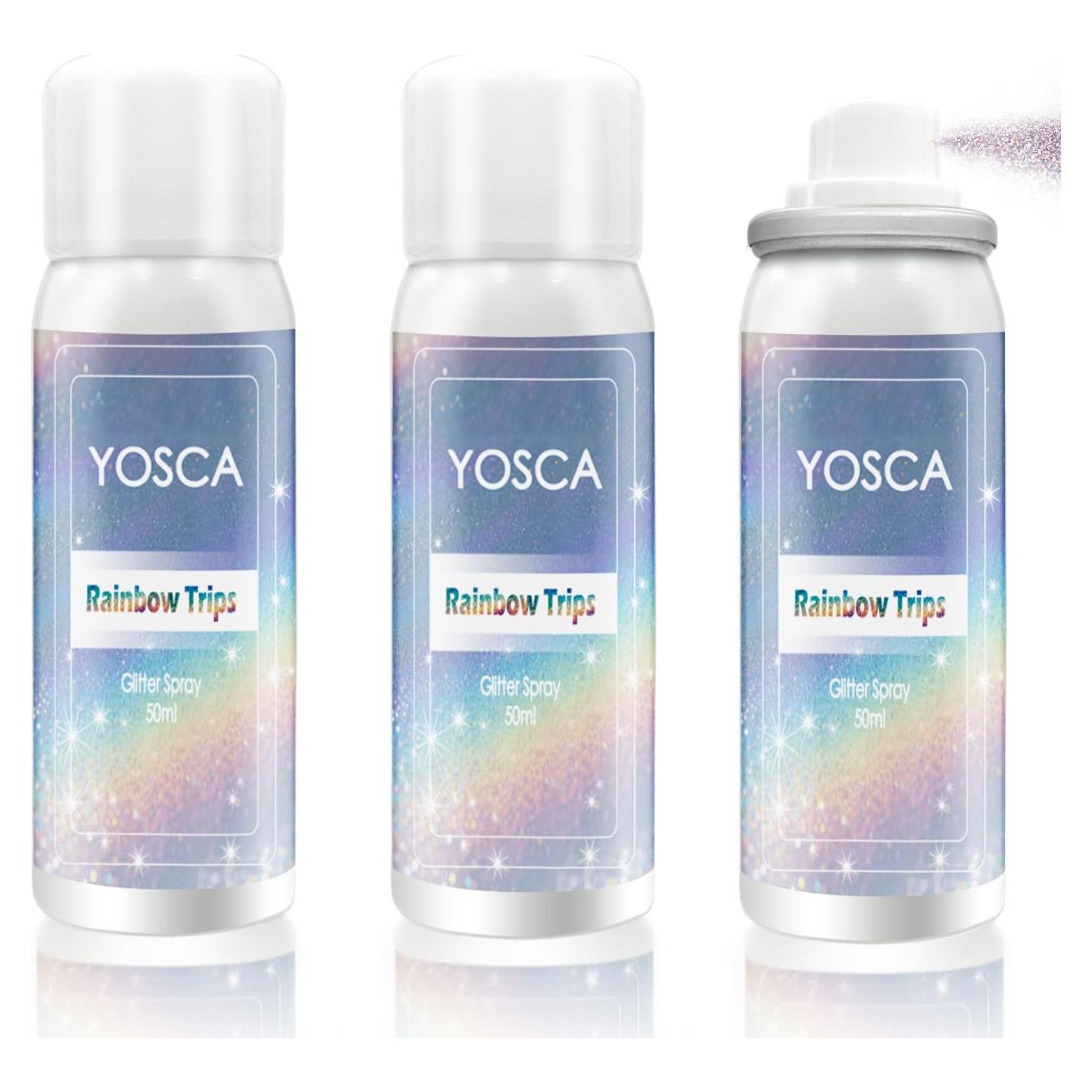 Spray Brillante Yosca 3Pcs 50ml Holográfico para Cuerpo y Cabello