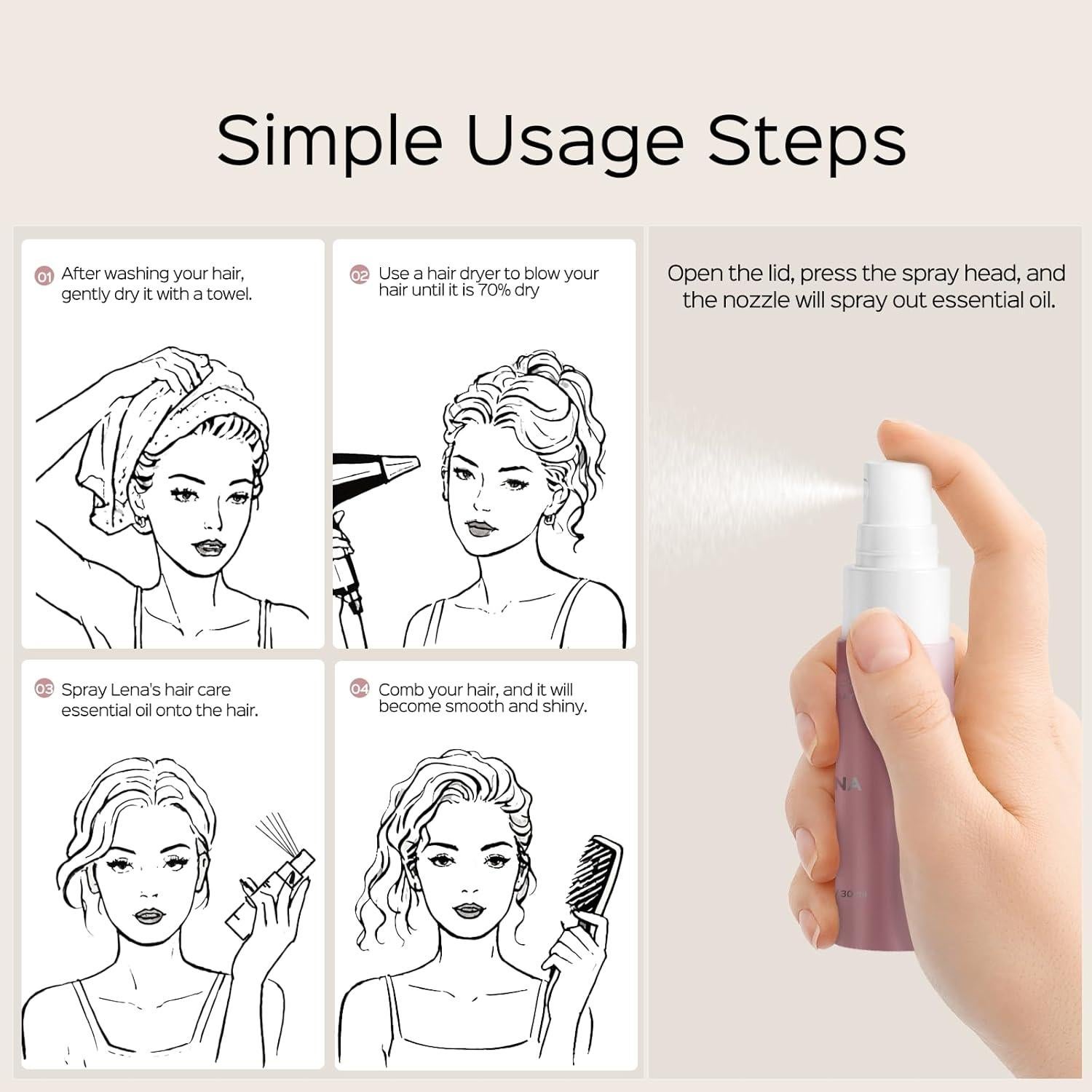 Spray Protector Térmico LENA 30 ml (2-Pack) Aroma Amanecer Rosa