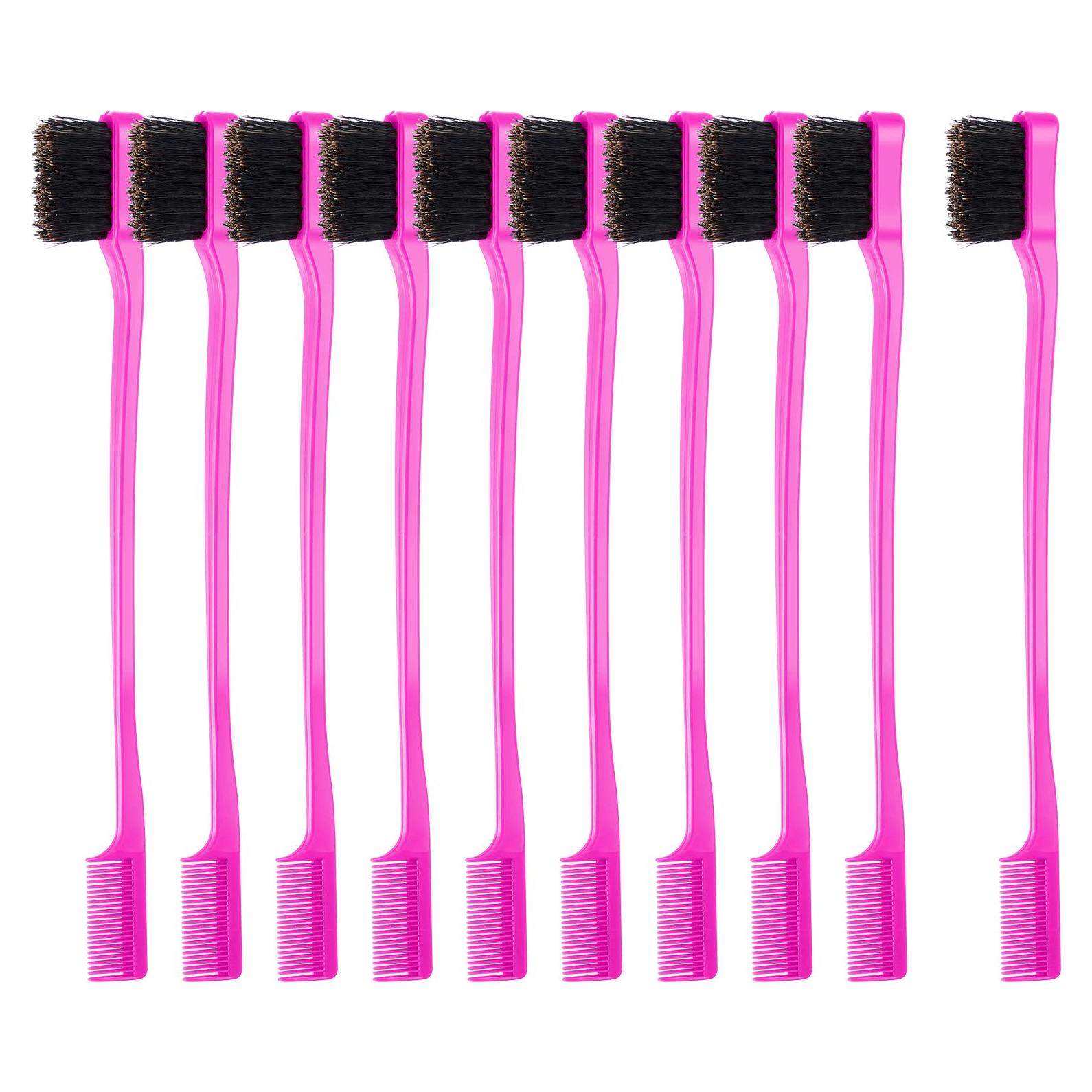 BBTO 10 Piezas Peines de Control de Bordes Doble Cara Rosa