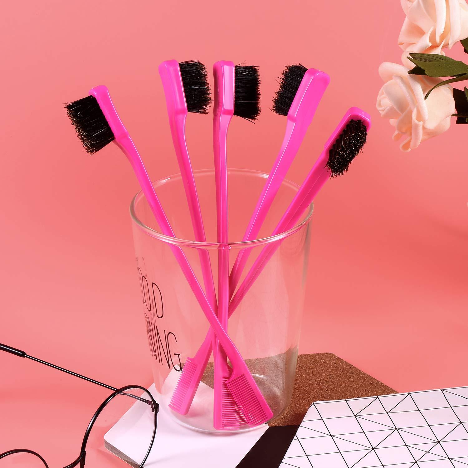 BBTO 10 Piezas Peines de Control de Bordes Doble Cara Rosa