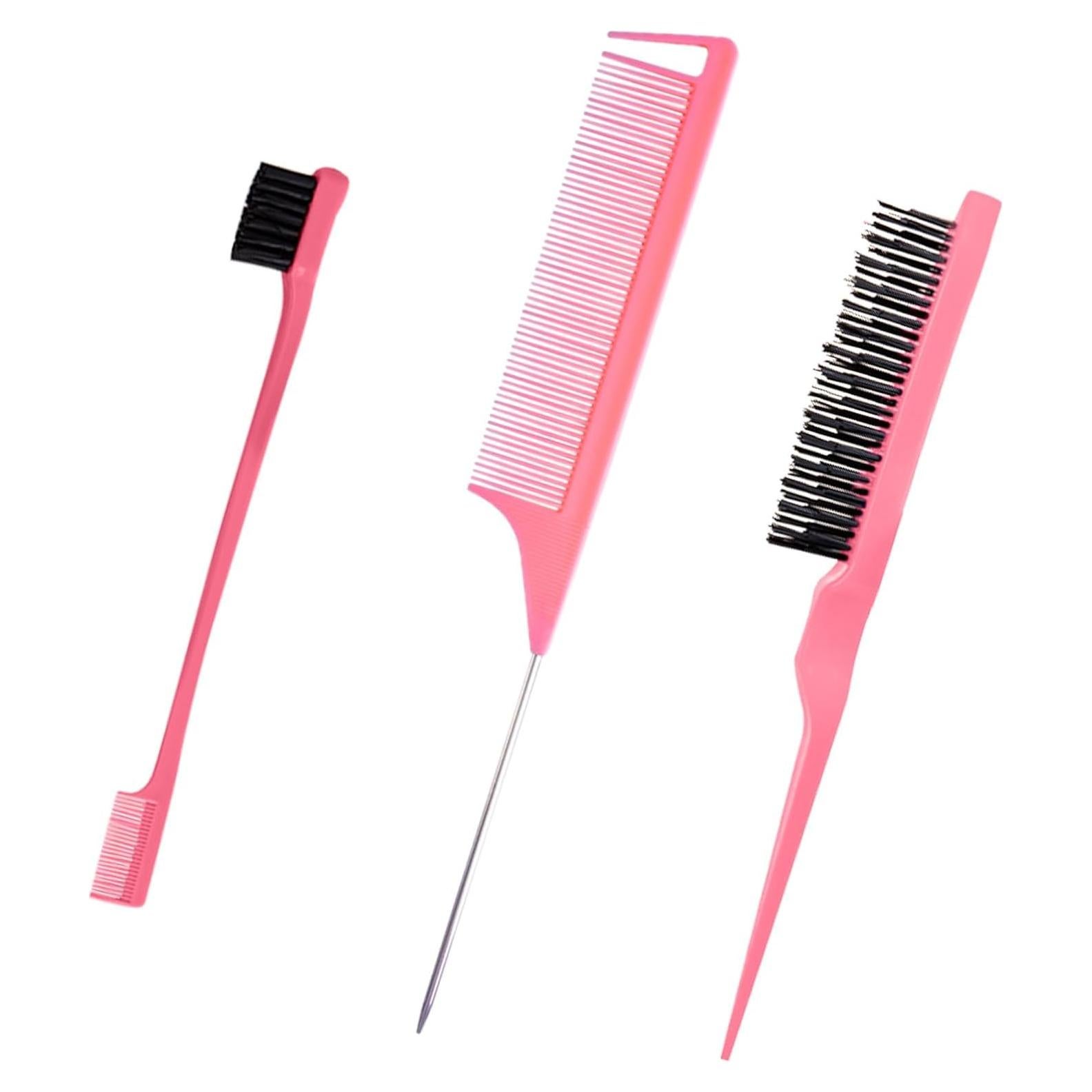 Set de 3 Cepillos para Cabello HN - Control de Bordes Rosa