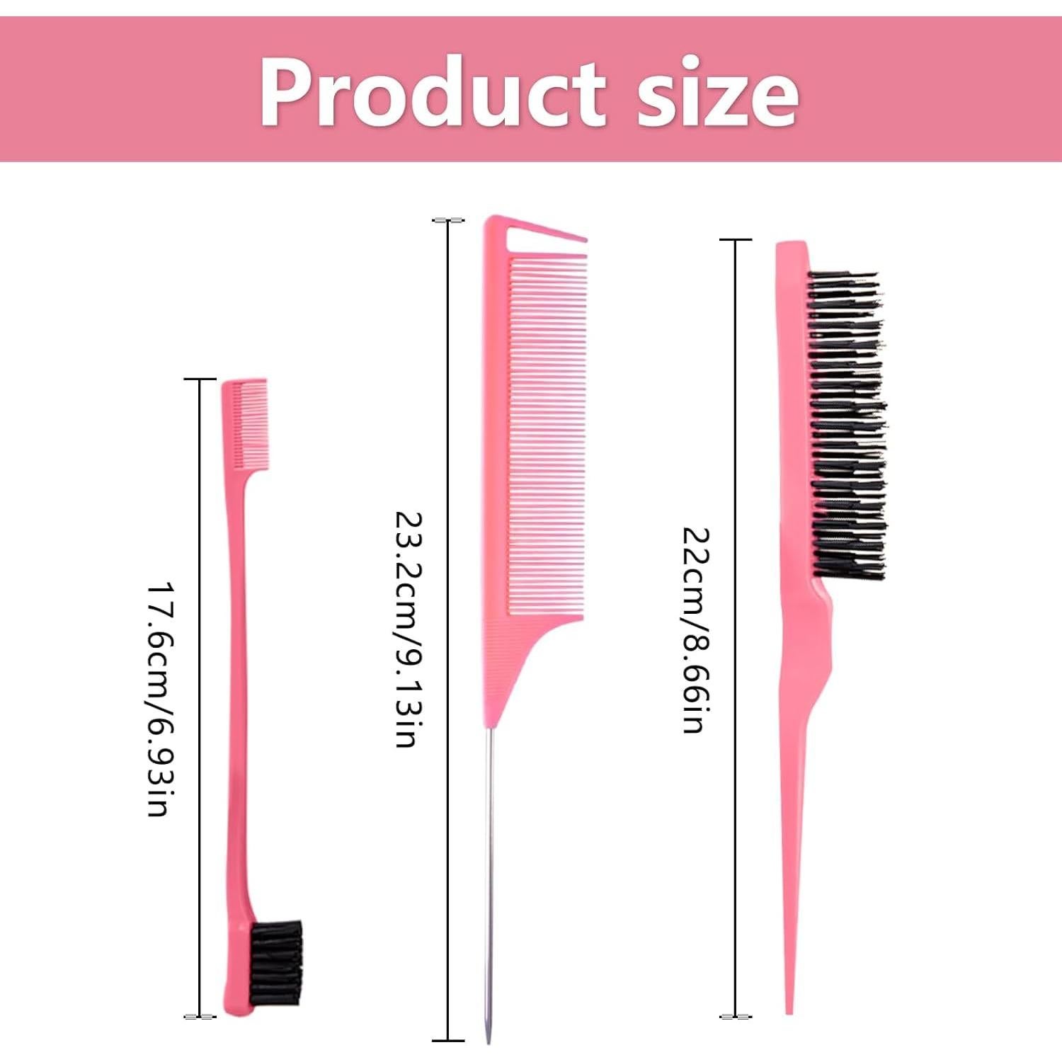 Set de 3 Cepillos para Cabello HN - Control de Bordes Rosa