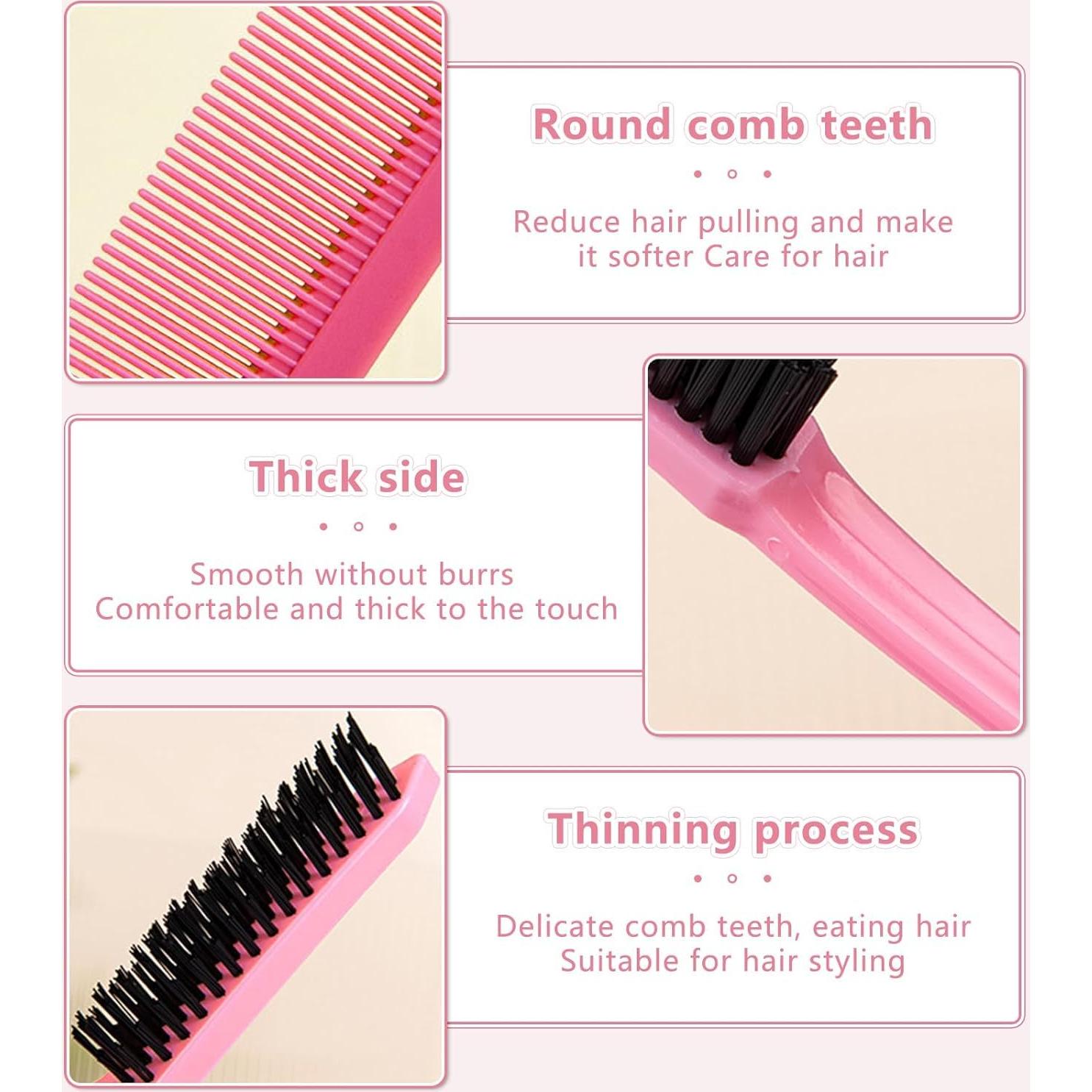 Set de 3 Cepillos para Cabello HN - Control de Bordes Rosa