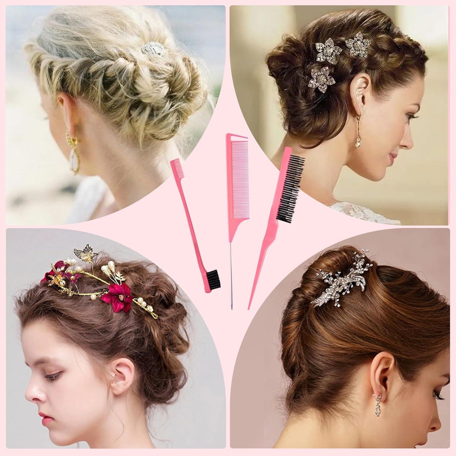 Set de 3 Cepillos para Cabello HN - Control de Bordes Rosa