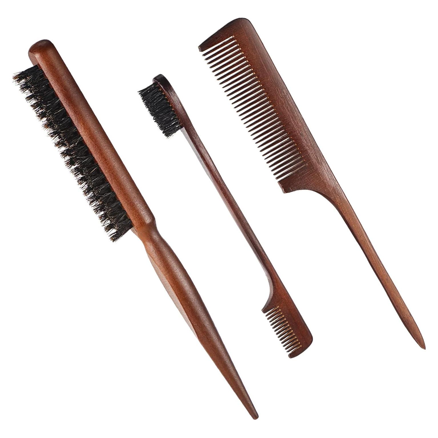 Set de 3 Cepillos de Cabello Geiserailie de Madera Natural