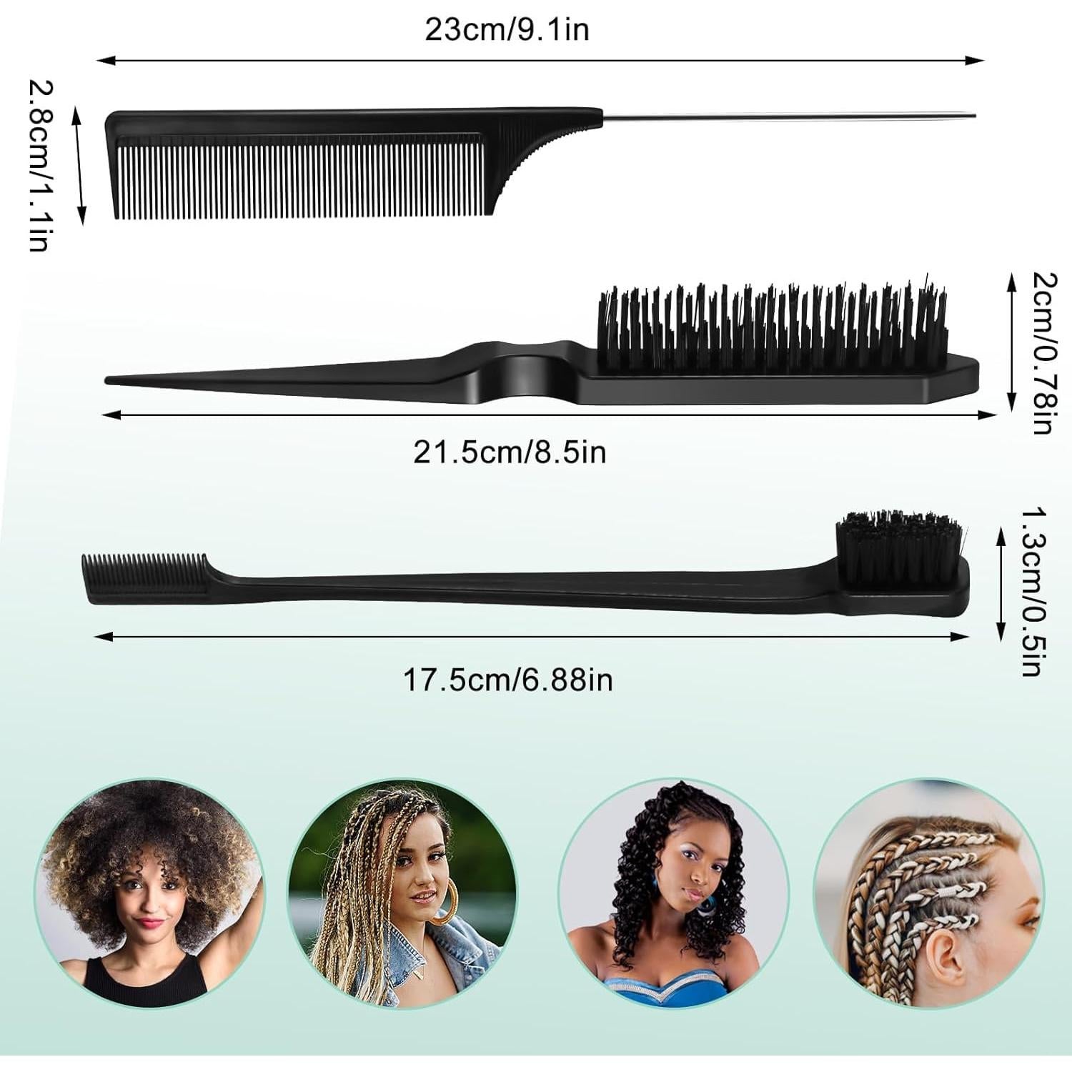 Juego de Peines Negro 3 Piezas Much Hotter - Cepillo y Peine