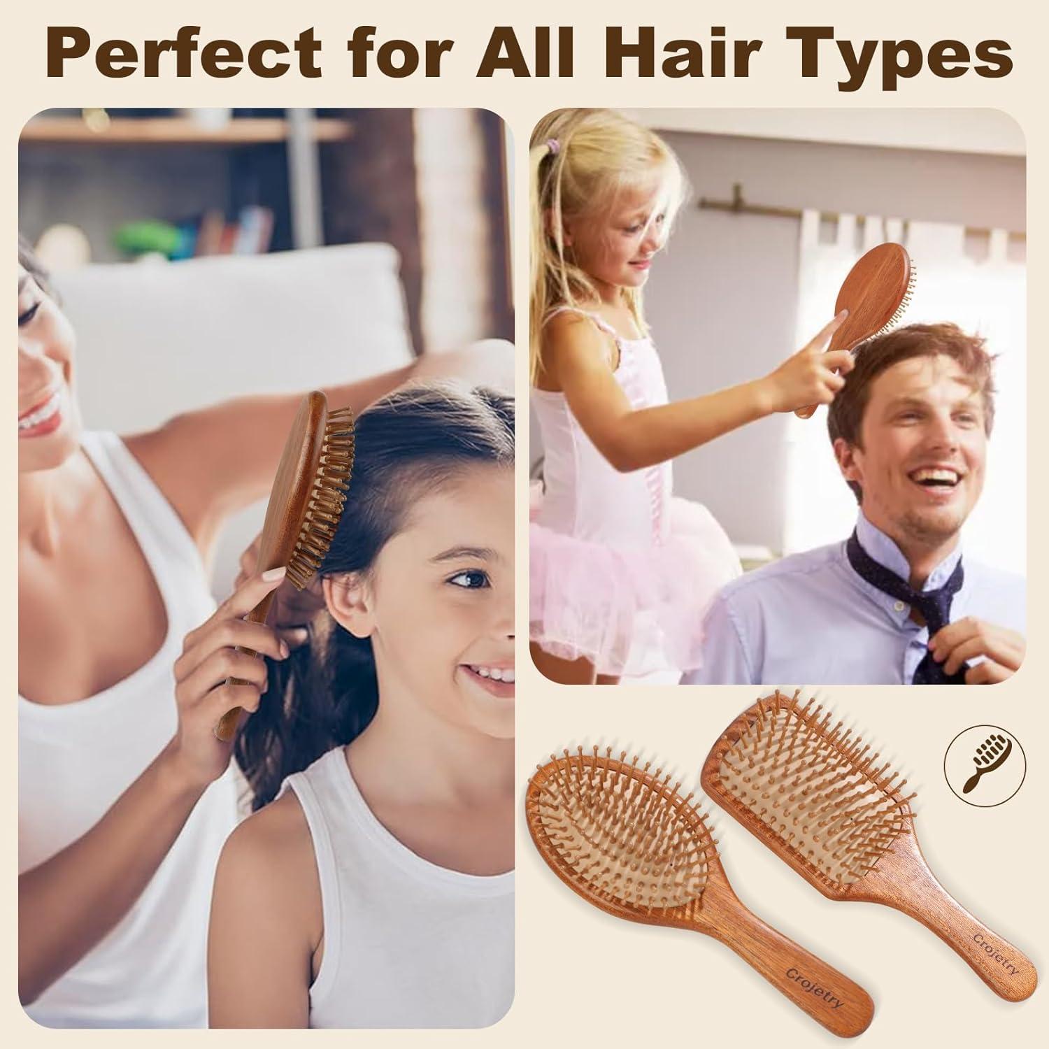 Juego de Cepillos de Pelo de Bambú 2 Piezas - Crojetry
