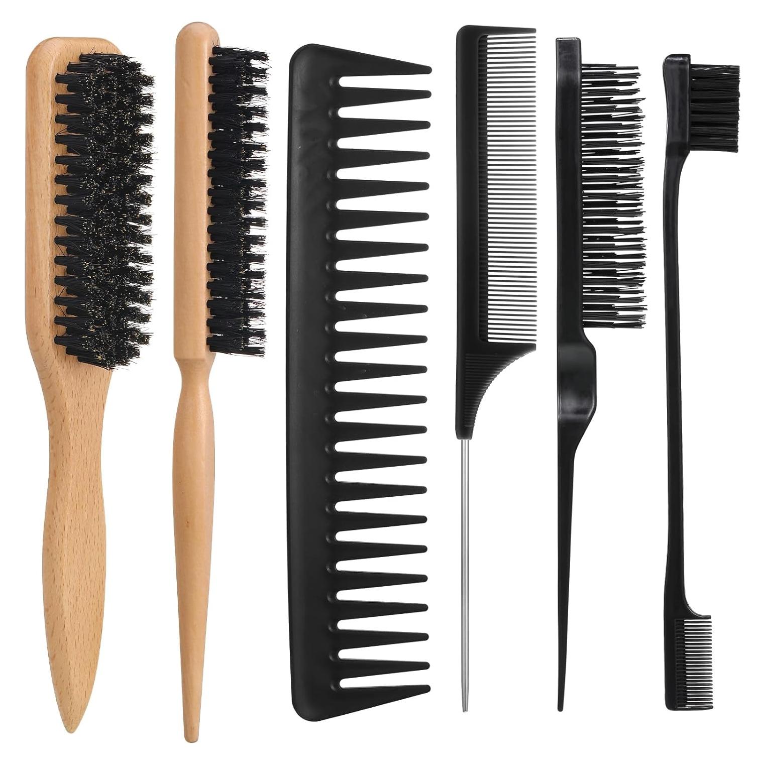 Juego de 6 cepillos de cerdas de jabalí auroray para peinar