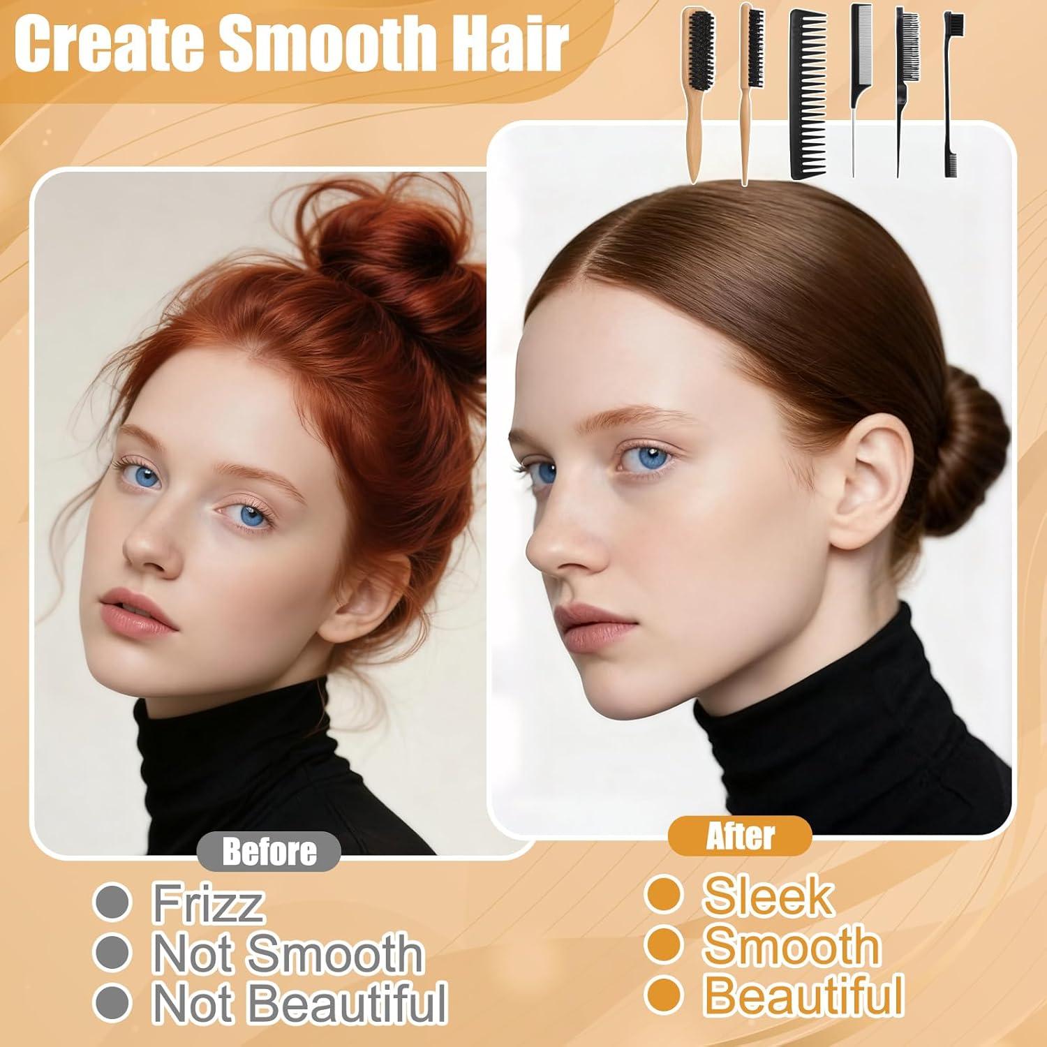 Juego de 6 cepillos de cerdas de jabalí auroray para peinar