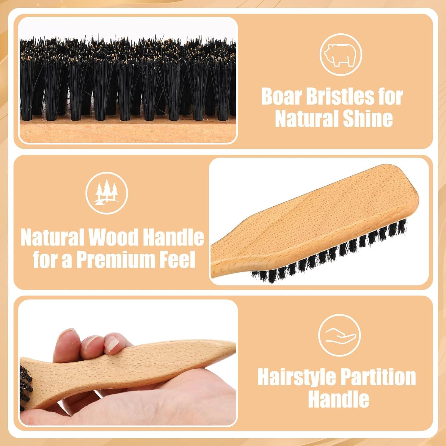 Juego de 6 cepillos de cerdas de jabalí auroray para peinar