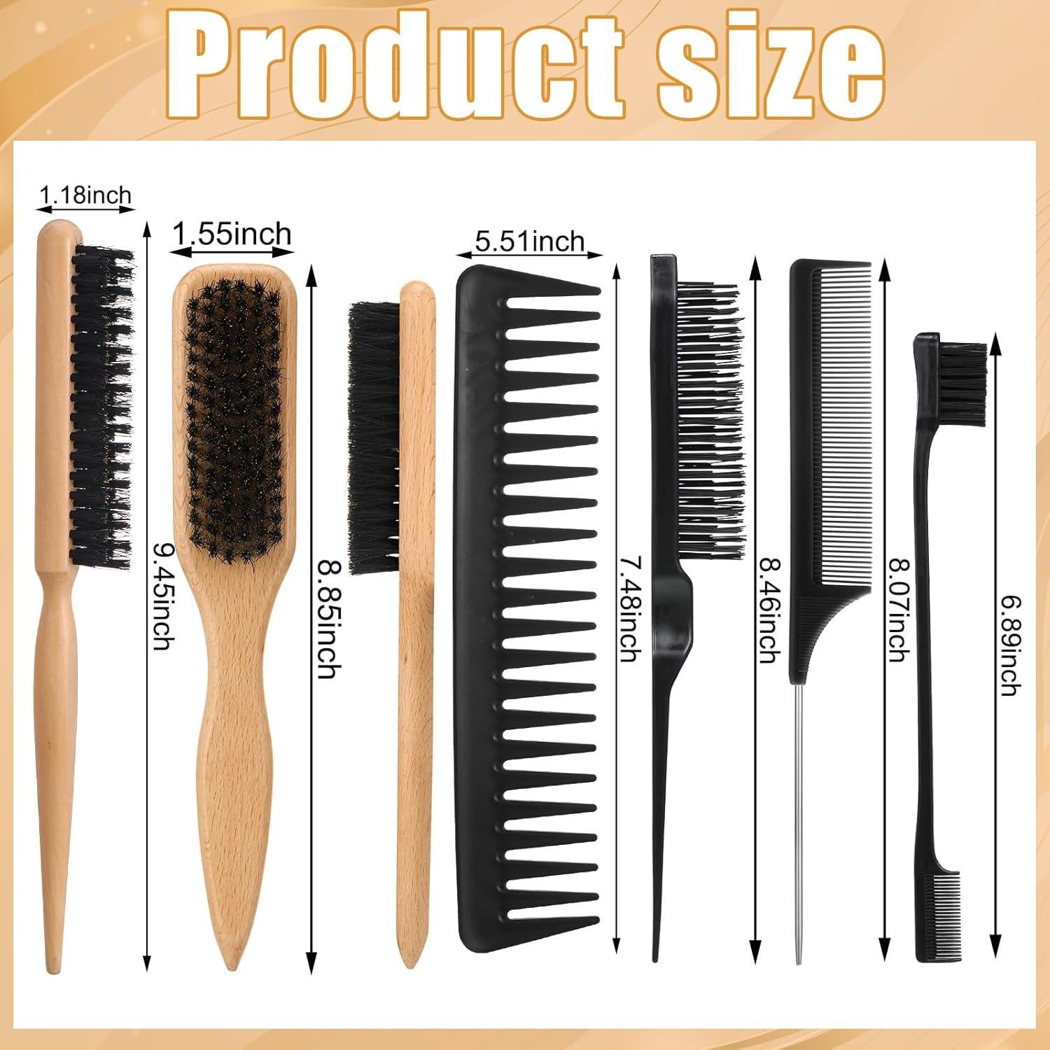 Juego de 6 cepillos de cerdas de jabalí auroray para peinar
