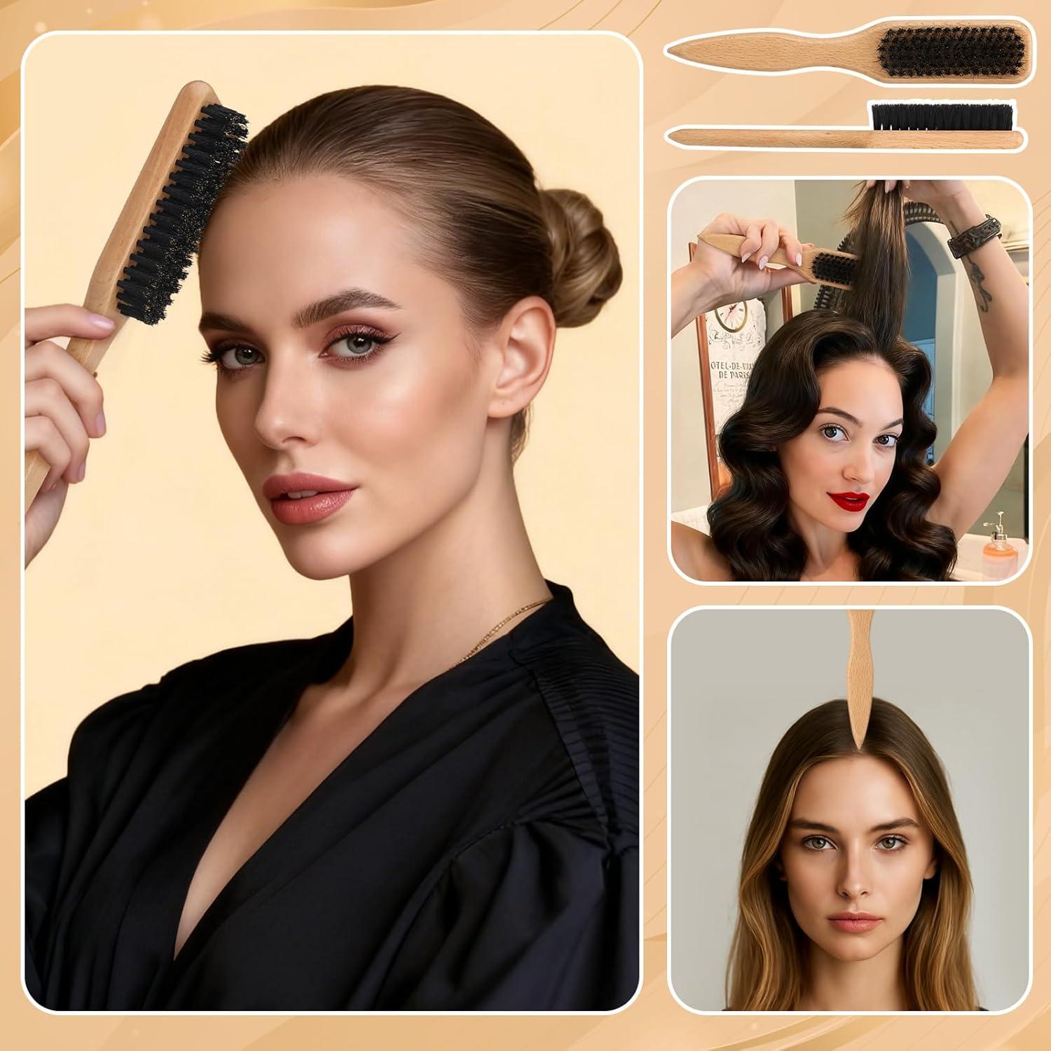 Juego de 6 cepillos de cerdas de jabalí auroray para peinar