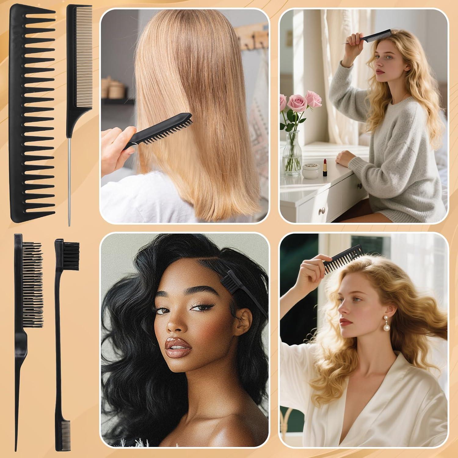 Juego de 6 cepillos de cerdas de jabalí auroray para peinar