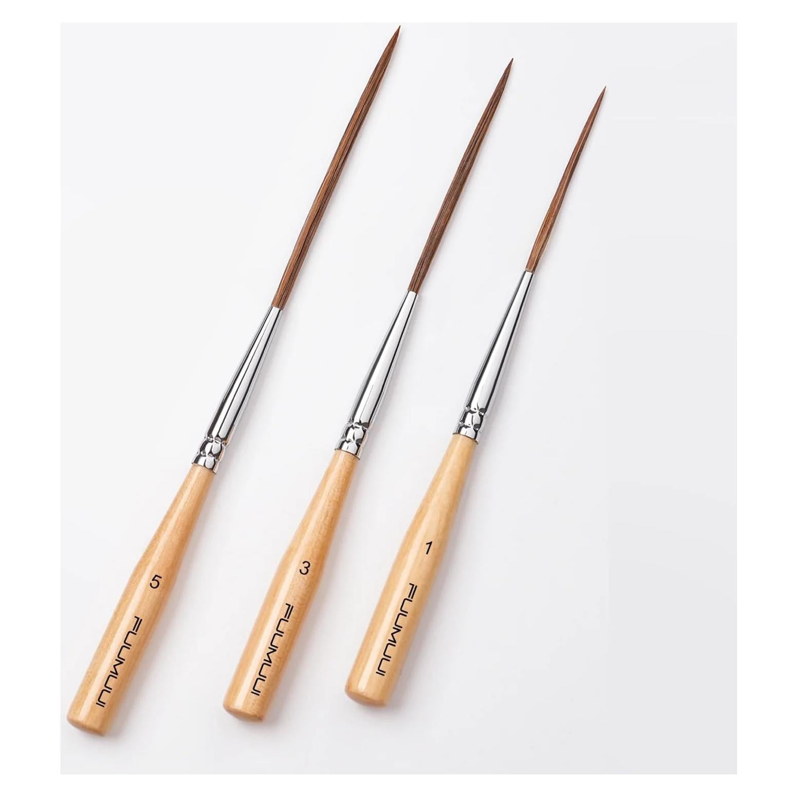 Pinceles Fuumuui Long Liner 3pcs - Cerda Sintética para Detalle