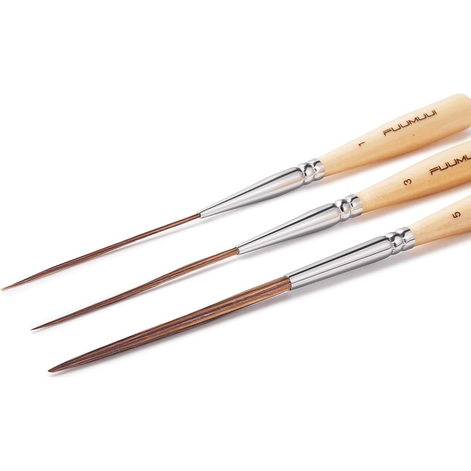 Pinceles Fuumuui Long Liner 3pcs - Cerda Sintética para Detalle