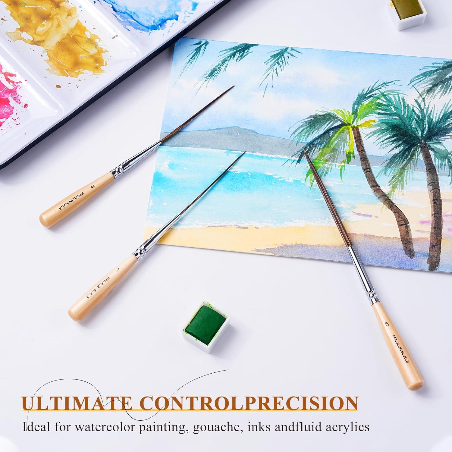 Pinceles Fuumuui Long Liner 3pcs - Cerda Sintética para Detalle