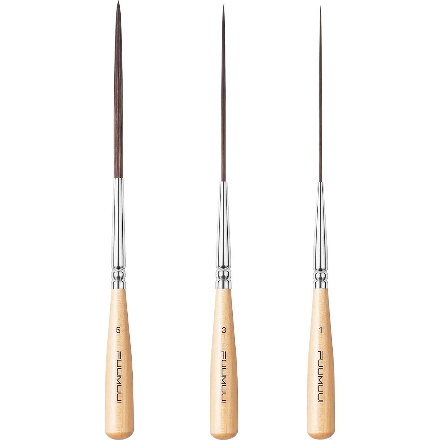 Pinceles Fuumuui Long Liner 3pcs - Cerda Sintética para Detalle