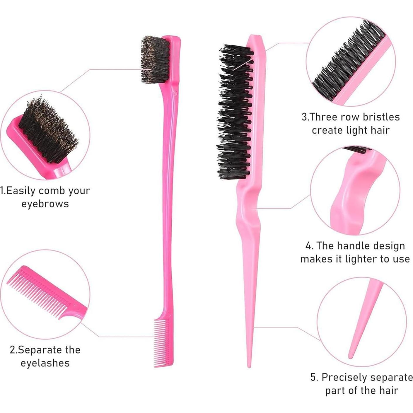 Juego de Peines Rosa 5 Piezas para Cabello Lacio - Genérico