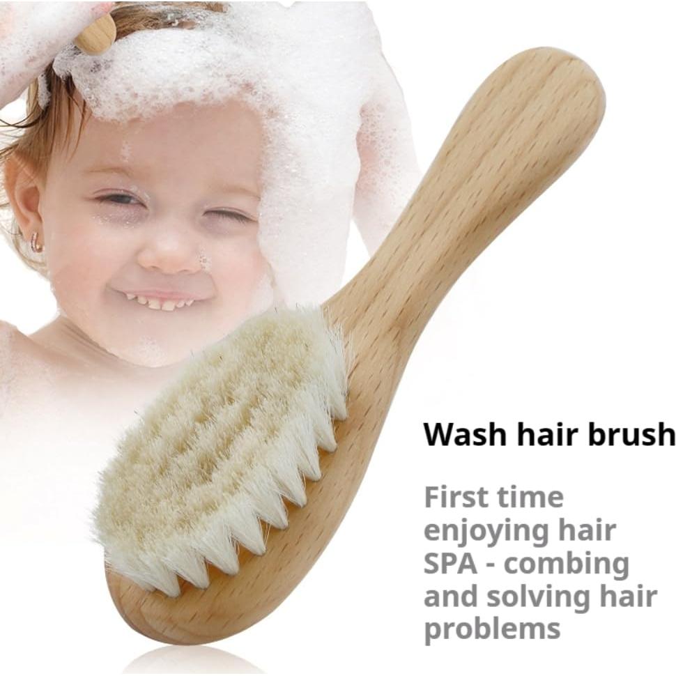 Cepillo de Cabello para Bebés TIKMNO 2 Piezas Pelo de Cabra