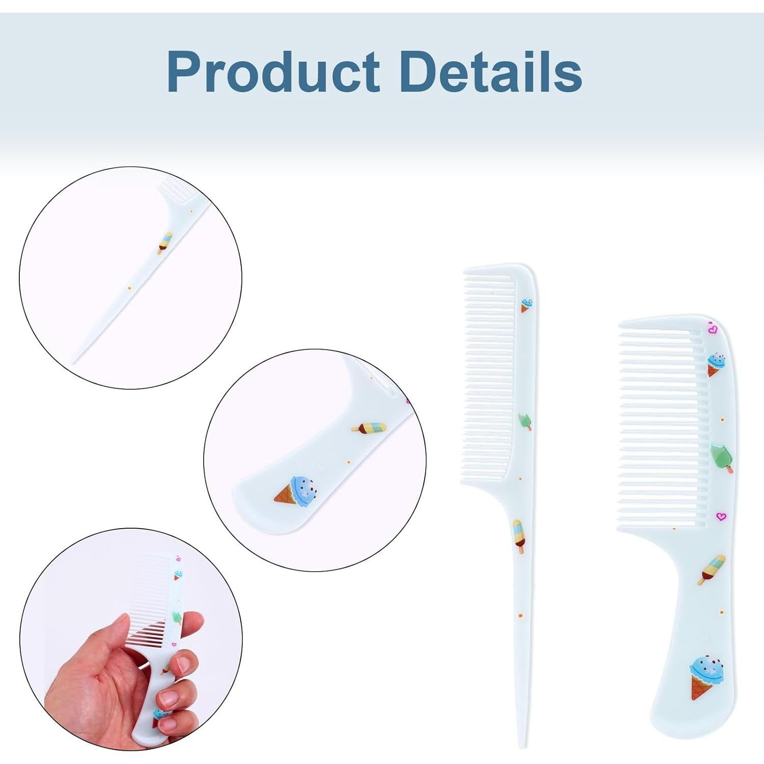 Juego de 2 Peines para Bebé Lasuroa - Dientes Finos y Cola de Rata