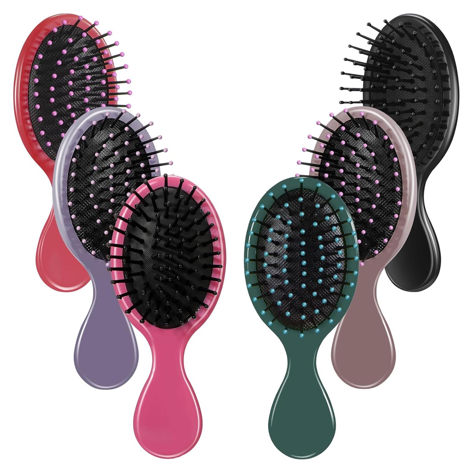 Set de 6 Cepillos Desenredantes Mini Epakh - Viaje para Niños y Mujeres - Cerdas Suaves