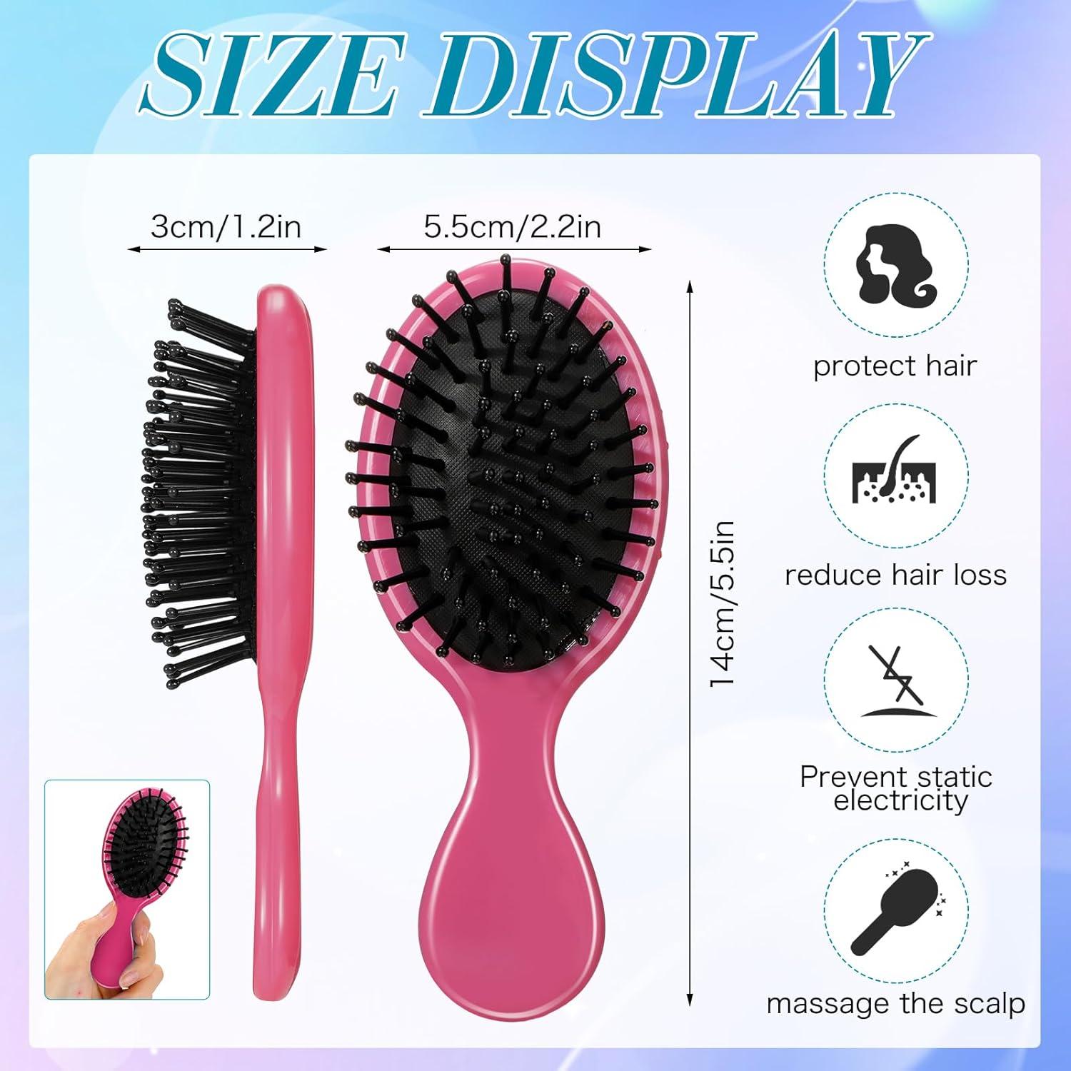 Set de 6 Cepillos Desenredantes Mini Epakh - Viaje para Niños y Mujeres - Cerdas Suaves