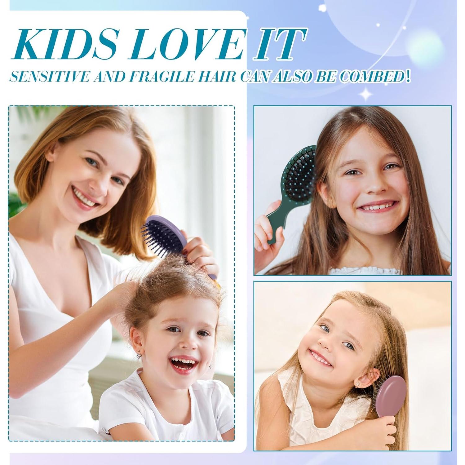 Set de 6 Cepillos Desenredantes Mini Epakh - Viaje para Niños y Mujeres - Cerdas Suaves