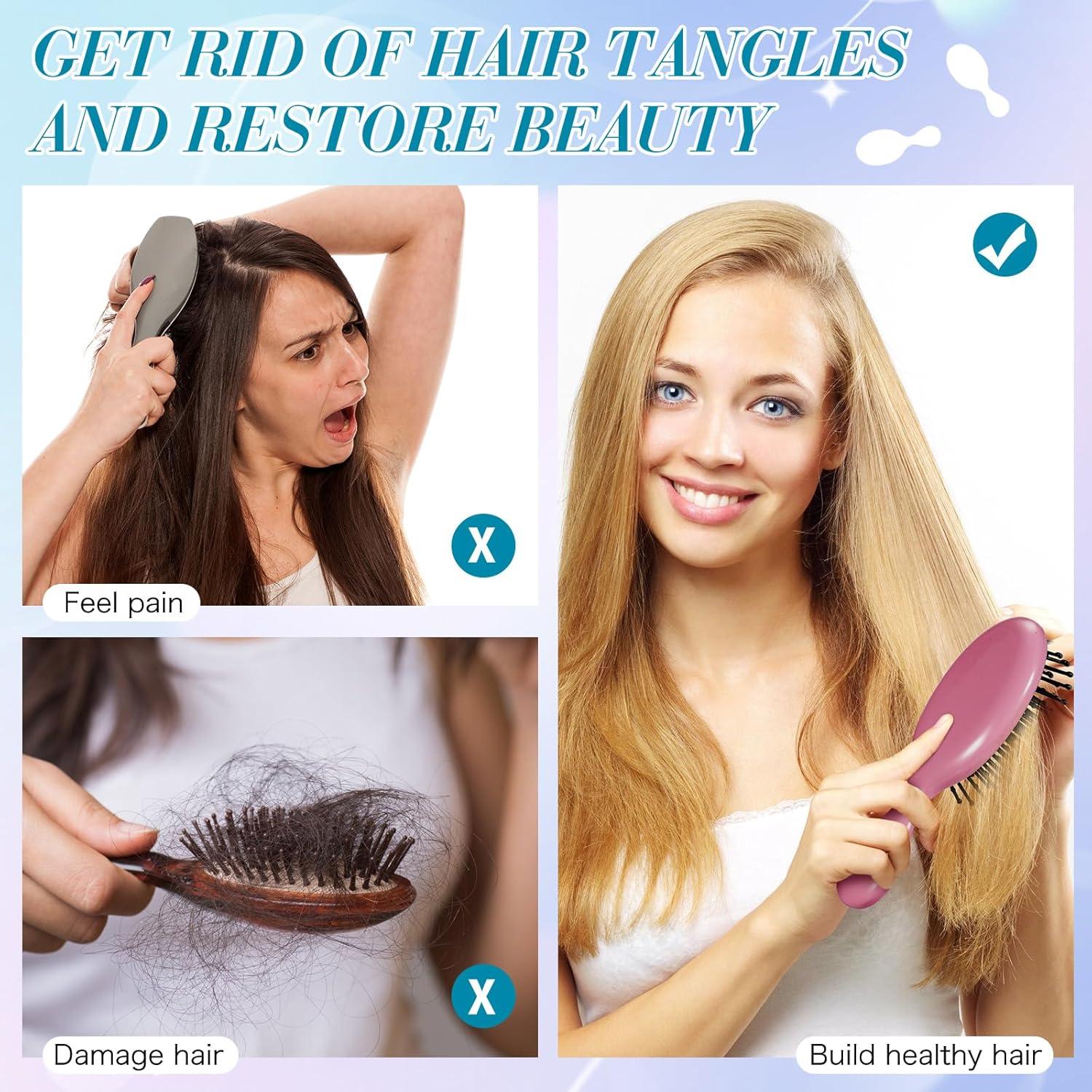 Set de 6 Cepillos Desenredantes Mini Epakh - Viaje para Niños y Mujeres - Cerdas Suaves