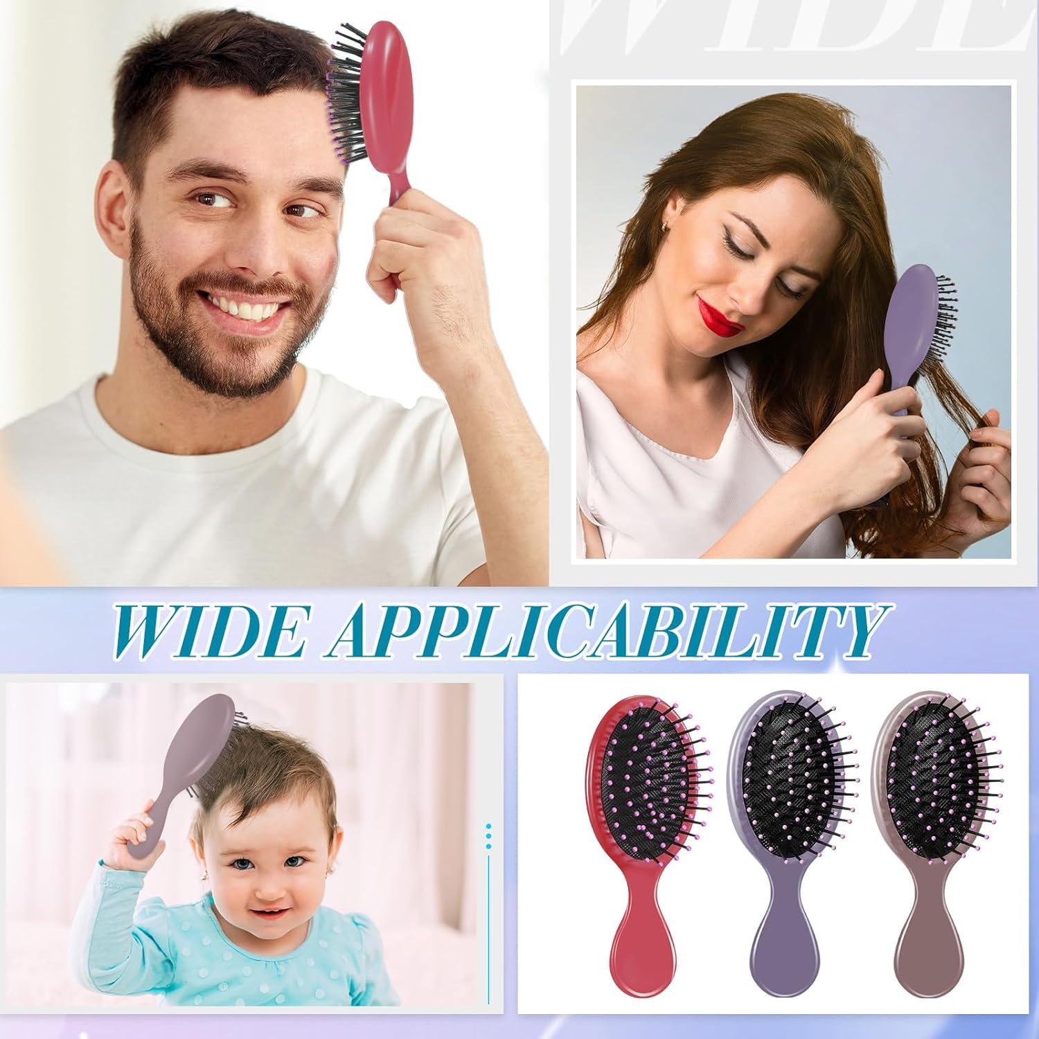 Set de 6 Cepillos Desenredantes Mini Epakh - Viaje para Niños y Mujeres - Cerdas Suaves