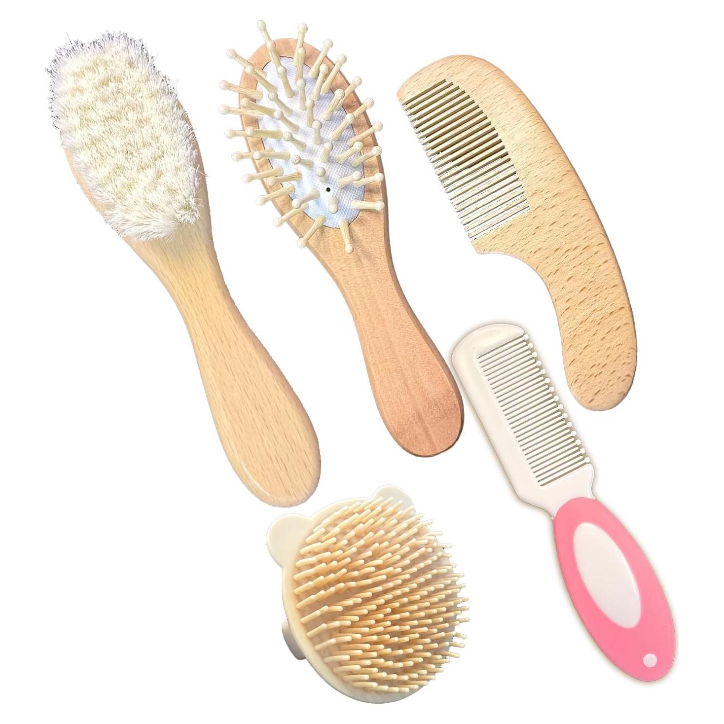 Juego de Cepillo y Peine para Bebé 5 Piezas - Cuidado Natural