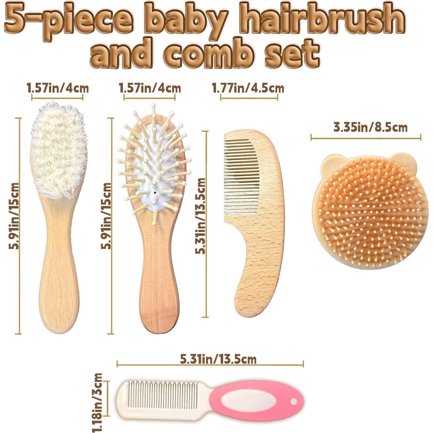 Juego de Cepillo y Peine para Bebé 5 Piezas - Cuidado Natural