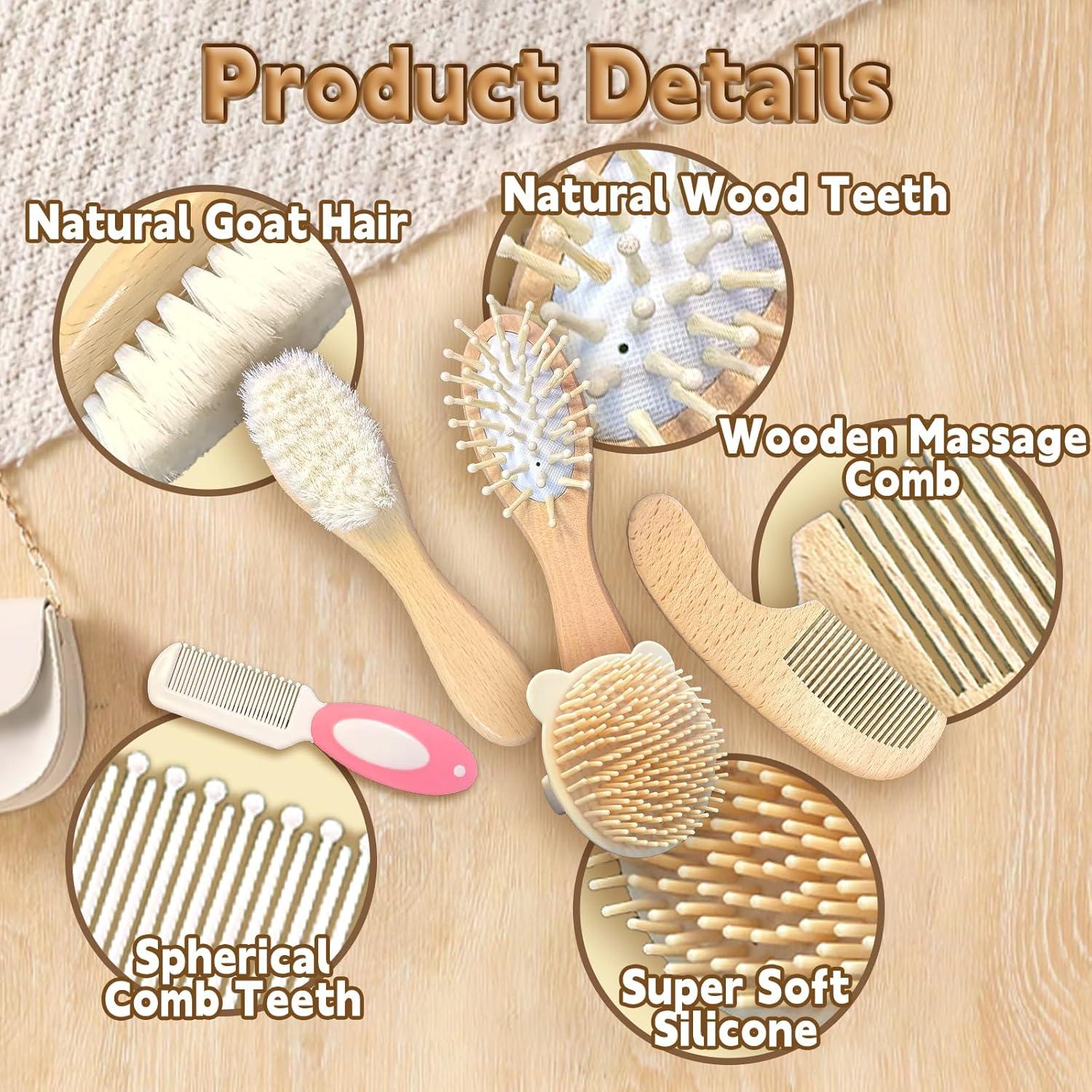 Juego de Cepillo y Peine para Bebé 5 Piezas - Cuidado Natural